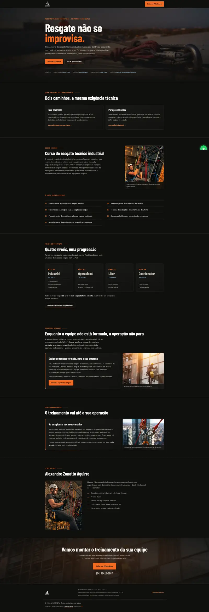 Página inicial do site AZ Vertical