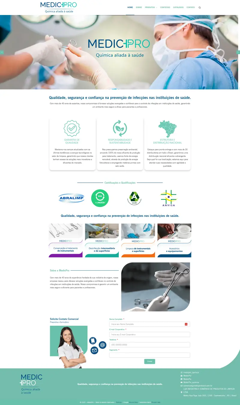 Página inicial do site MedicPro Brasil
