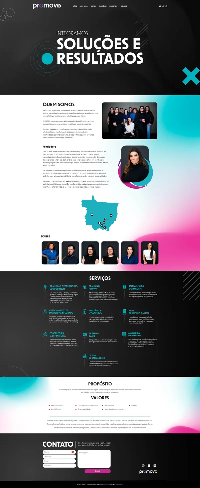 Página inicial do site Promove Marketing