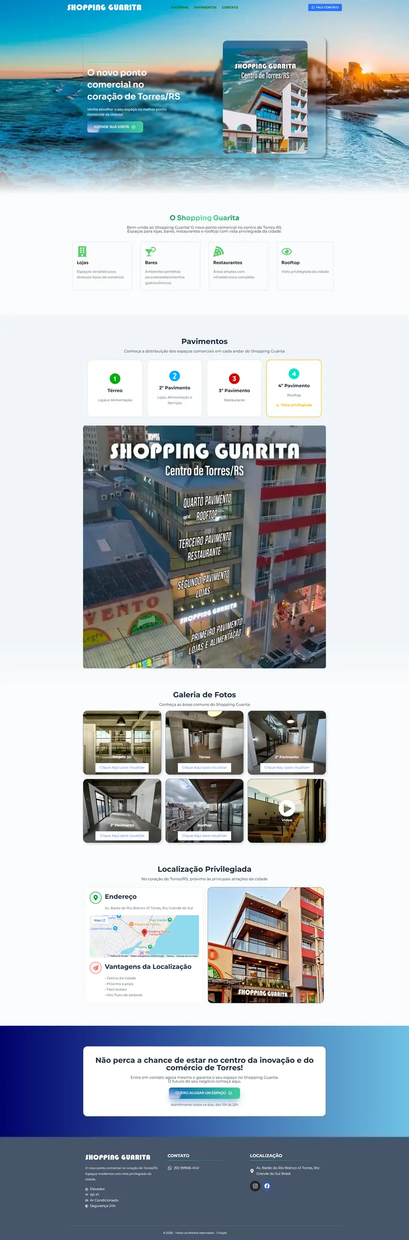 Página inicial do site Shopping Guarita
